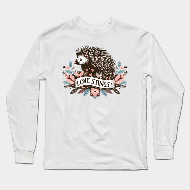 Love stings, hedgehog lover Long Sleeve T-Shirt by PrintSoulDesigns